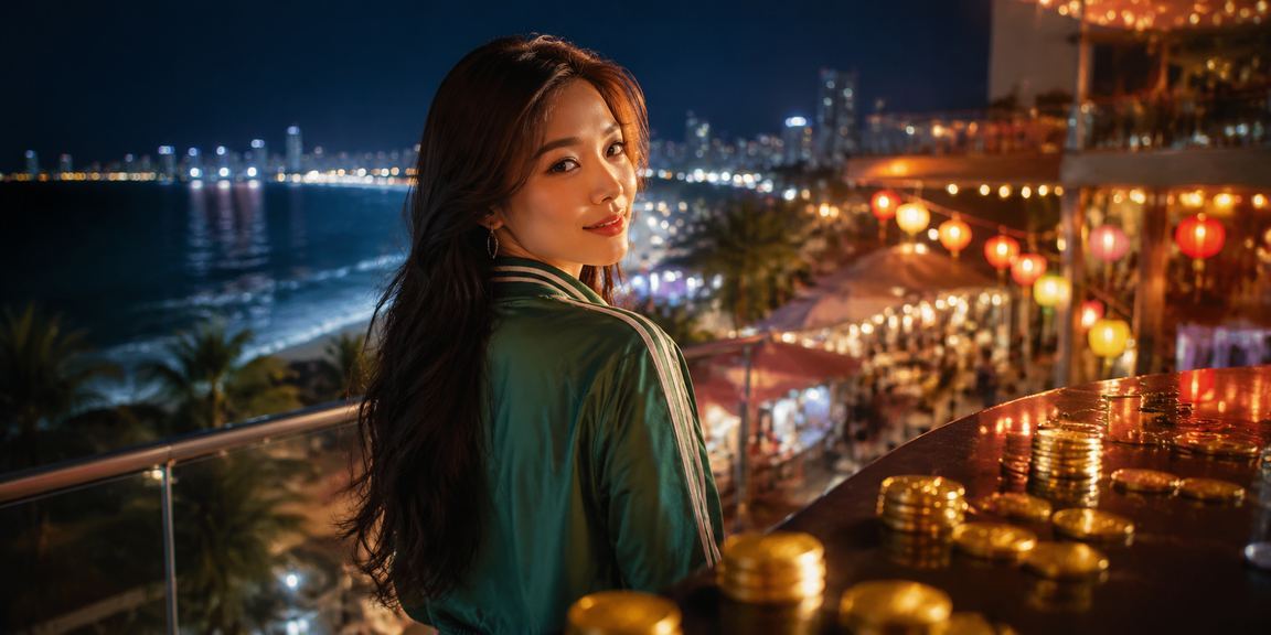 Cảnh chợ đêm Đà Nẵng với người dùng trải nghiệm casino app trên điện thoại